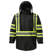 DPSAFETY Fnyvisszavero esokabt frfiaknak vzll Hi Vis biztonsgi kabt fnyvisszavero cskokkal, jl lthat 3-as osztly esokabt 2 nagy zsebb