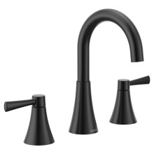 Moen Ronan Matte Black Two-Handle Widespread Modern Bathroom Faucet Valve Included 84023BL
