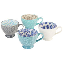 Signature Housewares Tampondruk PP11 Rzne kubki ze stopka (zestaw 4 sztuk) Wielokolorowy 20 uncji