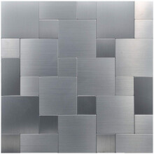 Art3d Peel and Stick On Metal Steel Backsplashes 10-Piece Puzzle Brush Silver Square
