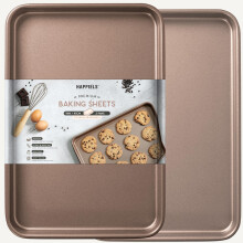HAPPIELS Anti-aanbak, niet-giftige 18-inch halve bakplaat, 2-pack | Premium extra dikke platenpan | Warpbestendig groot bakplaat