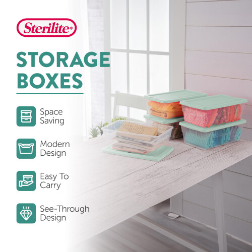 Sterilite 30 Pack Stackable Storage Bin with Lid Clear Plastic Design 6 Quart 2