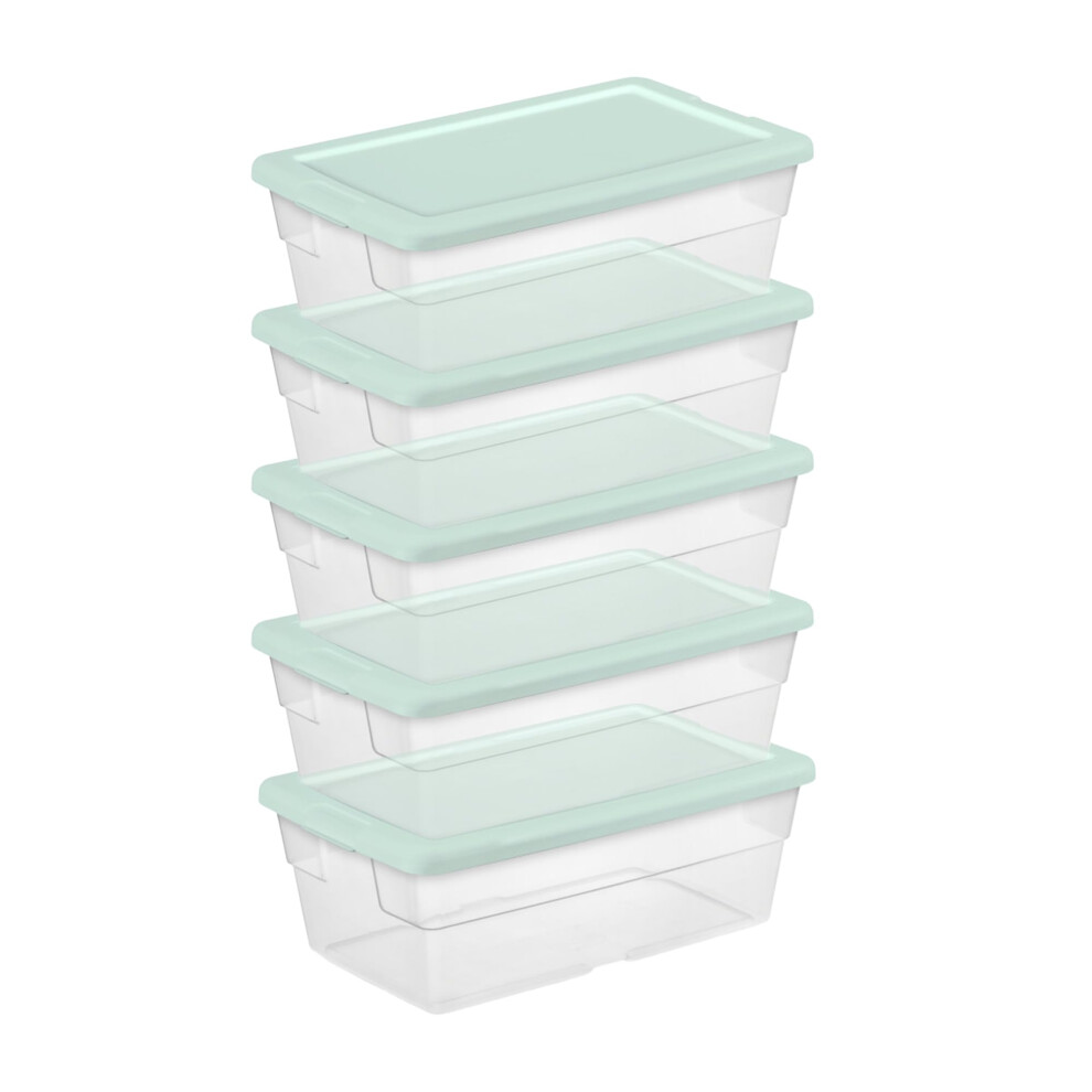 Sterilite 30 Pack Stackable Storage Bin with Lid Clear Plastic Design 6 Quart