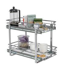 Household Essentials Glidez Slide Out Cabinet Organizer 11.5 Wide Durable Chrome-Plated Steel Frame Dual Baskets & Smooth Glides Heavy-Duty & Spac