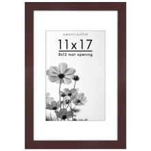 Americanflat 11x17 Picture Frame with Shatter-Resistant Glass - Use as 8x12 Frame with Mat or 11x17 Frame Without Mat - Hudson Collection - Wide Photo