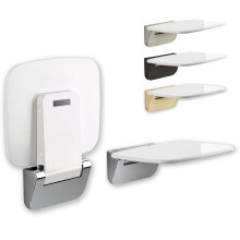 AUTUMN LANE Folding Shower Seat Wall Mounted - Secure Fold Down Shower Bench 350lbs Capacity Space-Saving & Easy to Clean Polished Chrome