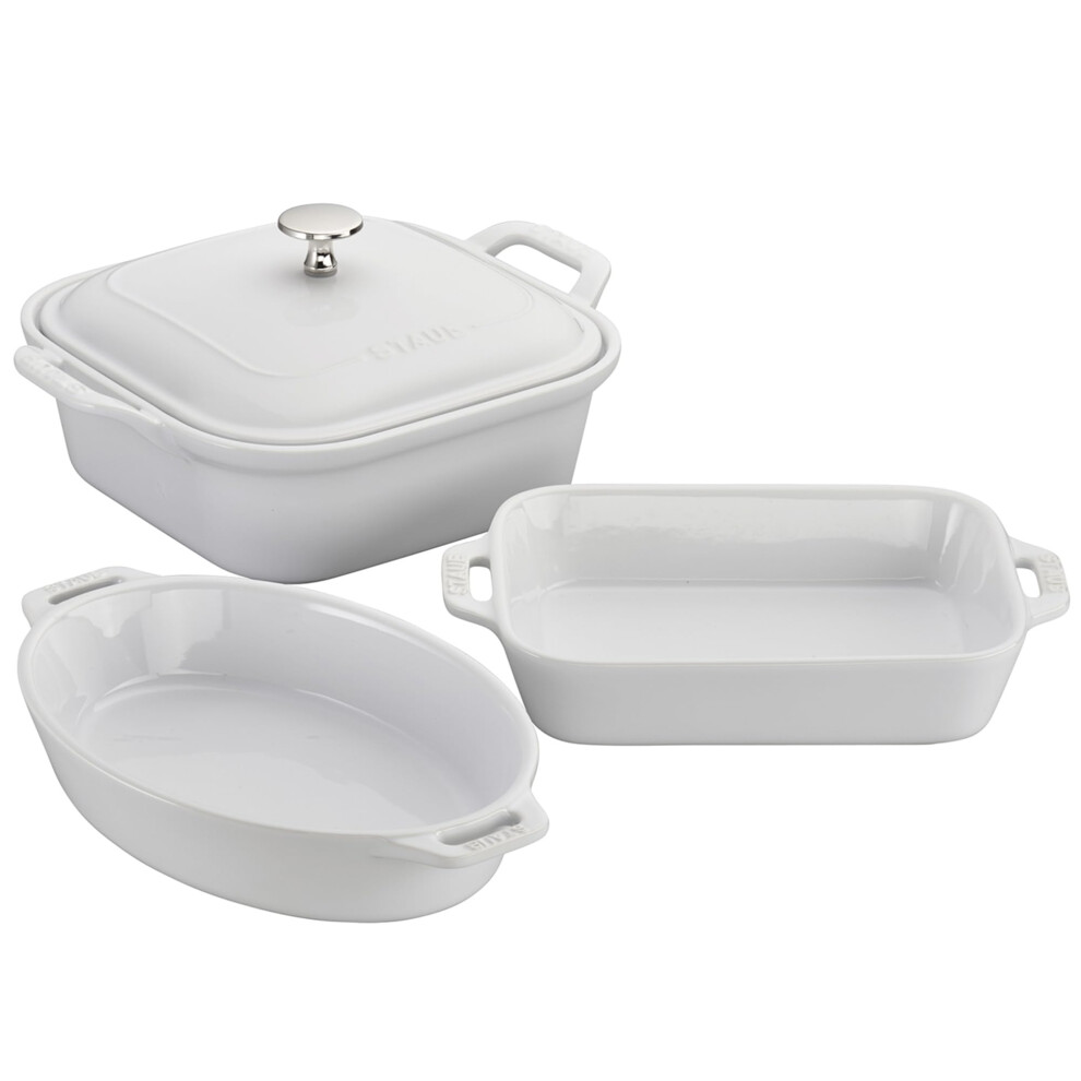 Photos - Other Cookware Staub Ceramics 4-pc Baking Pans Set Casserole Dish with Lid Brownie Pan White 40508-645 