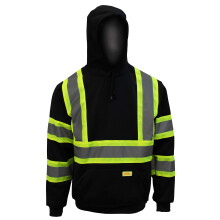 Moletom masculino New York Hi-Viz Workwear H8313 ANSI Classe 1 de alta visibilidade com capuz e forro de malha (preto grande 1ea)