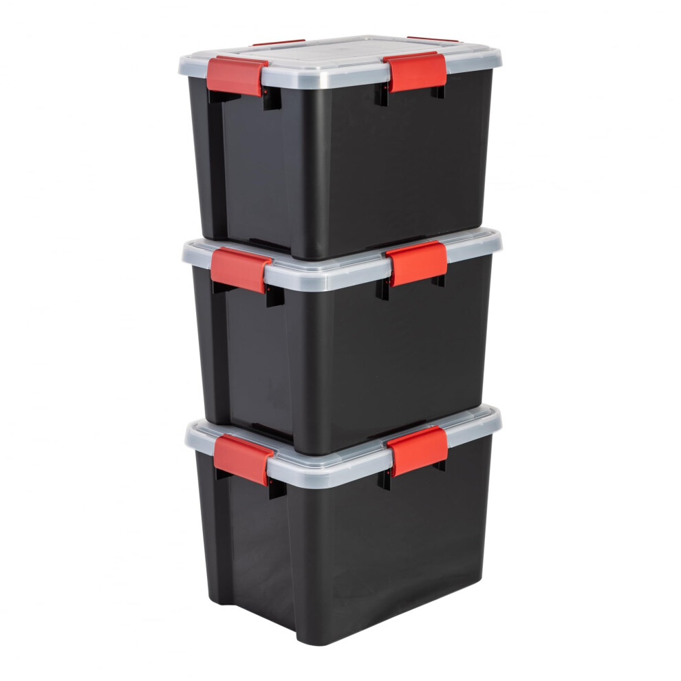 Boîtes de rangement Iris Ohyama Boîte de rangement Multifonction Lot de 3 Boîtes en plastique 70 L Couvercle Poignée ergonomique chambre mezzanin