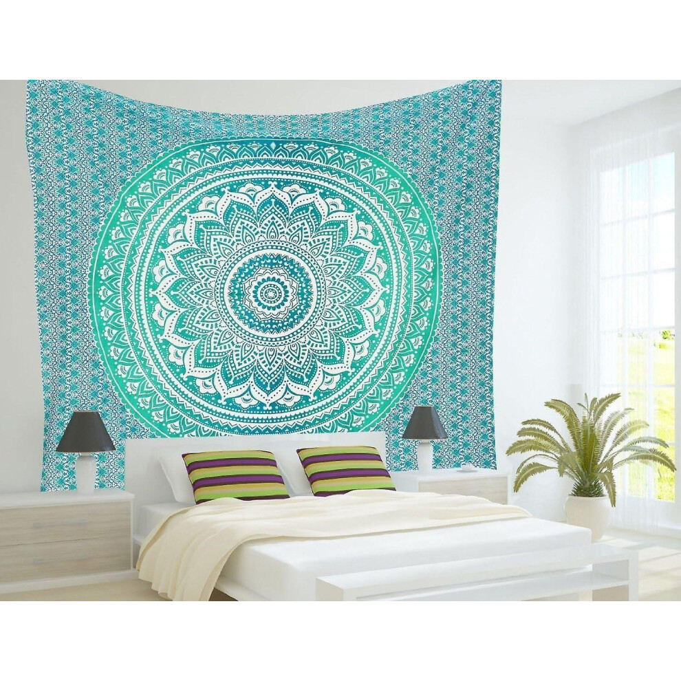 (As show, One size) Gallery Chandelier Bohemian Hippie Indian Psychedelic Mandala Green 200 X 150 Cm (green)