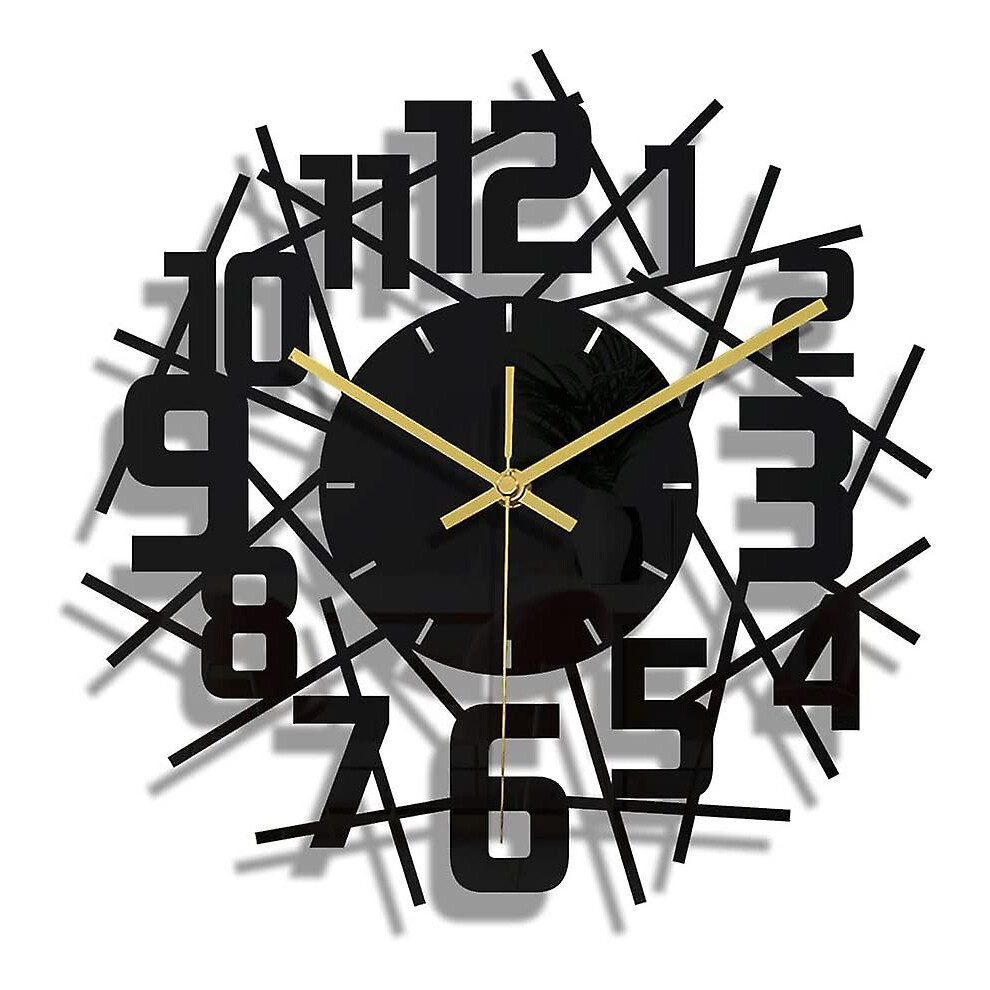 (As show, One size) Diy Black Round Frame Wall Clock Silent Modern Design Wall Clocks Suitable For Bedroom Living Room Office Art Decoration