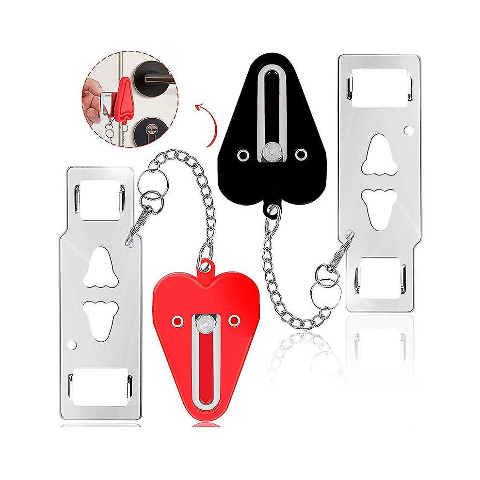 (As show, One size) 2 Pcs Portable Door Lock Durable Security Latch With Storage Bag Anti-theft Travel Lock Extra Security For Hotel Apartment Travel Home