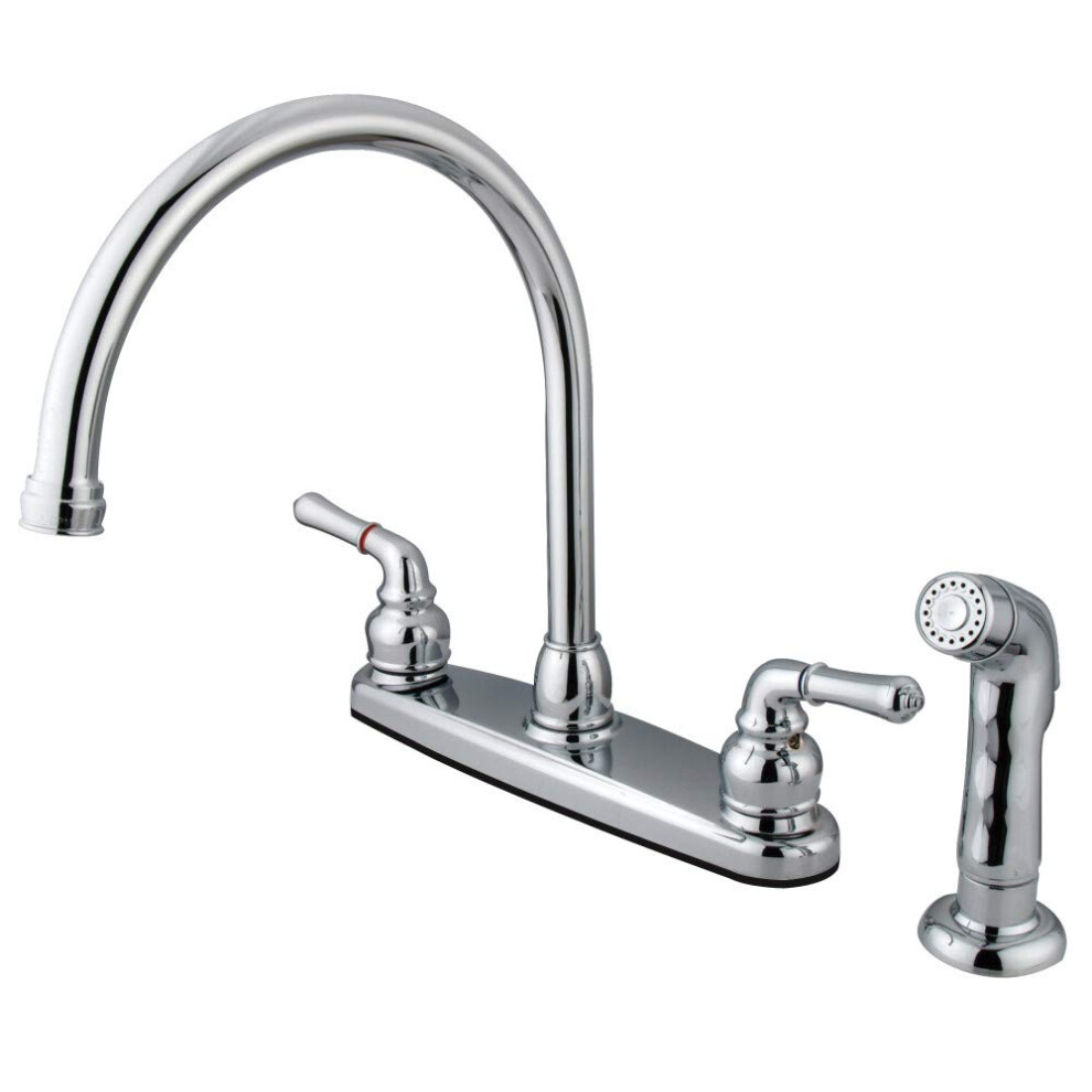 Photos - Tap Kingston Brass FB791SP 8-3/4-Inch in Spout Reach Magellan 8-Inch Centerset Kitchen Faucet with ABS Sprayer Polished Chrome