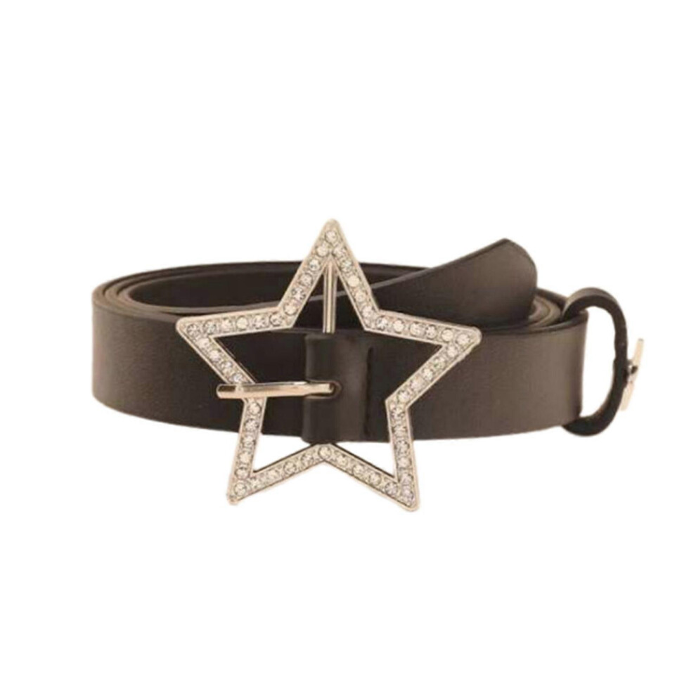 (Black, One Size) Punk Waist Belly Chain Belt For Women Men For Street Dance Prom Hip Hop Rock Music Pu Belt Glinting Buckle Black 7683012609381