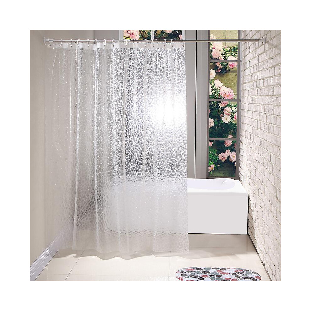 (As show, One size) 3d Effect Eva Shower Curtains, 180 X 180cm Clear Waterproof Mildew Proof Bath Curtain, Bathroom Curtain With 12 Rings For Home Sho