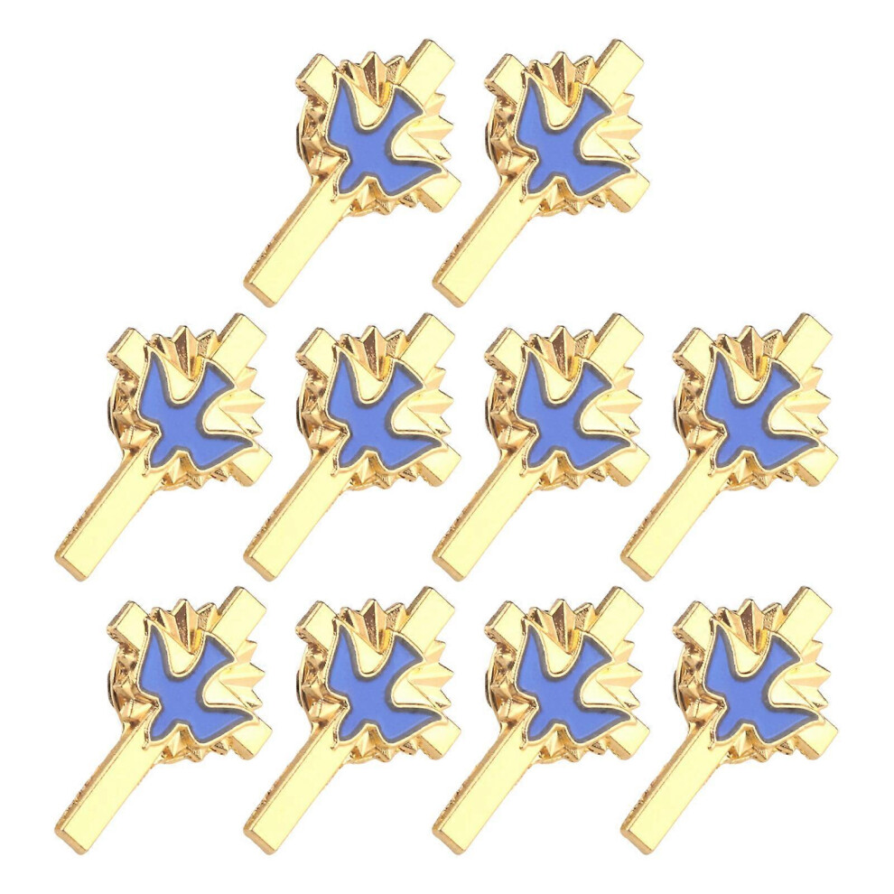 (Blue, One Size) Sophisticated Crosses Pin Accessory Delicate Alloy Doves Crosses Brooch Badge Ornament For Party Attire And Daily Wear Blue 7683012618772