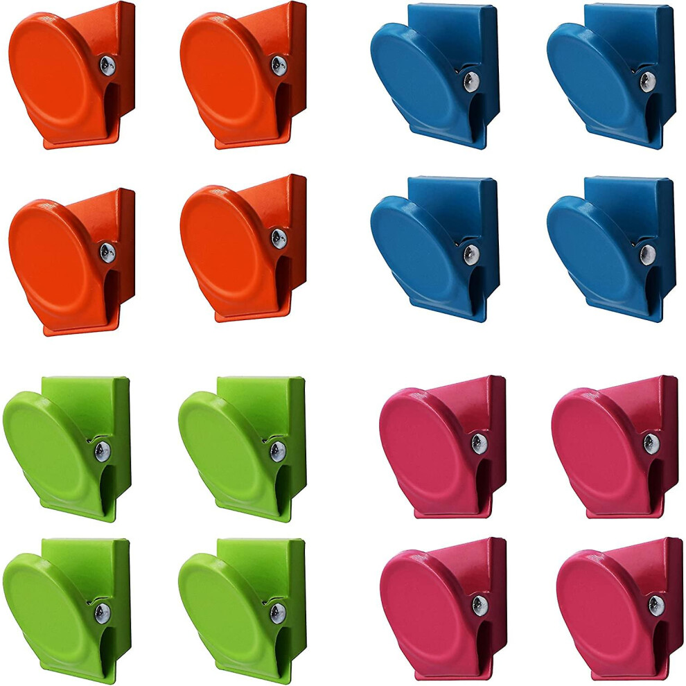 (As show, One size) 16 Color Multi Color Metal Magnetic Clips, Magnetic Fridge Whiteboard Wall Memo Note Clip