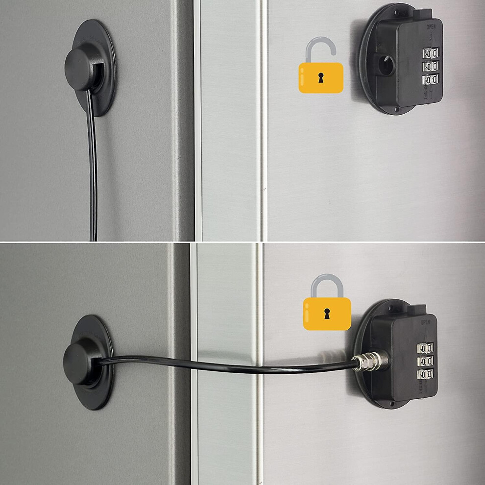 (FQ1-black oval, One size) Number Combination Locks For Cupboards, Cabinets, Fridges And Freezers, Child Safety Locks, Home Security, White, 3m Adhesi