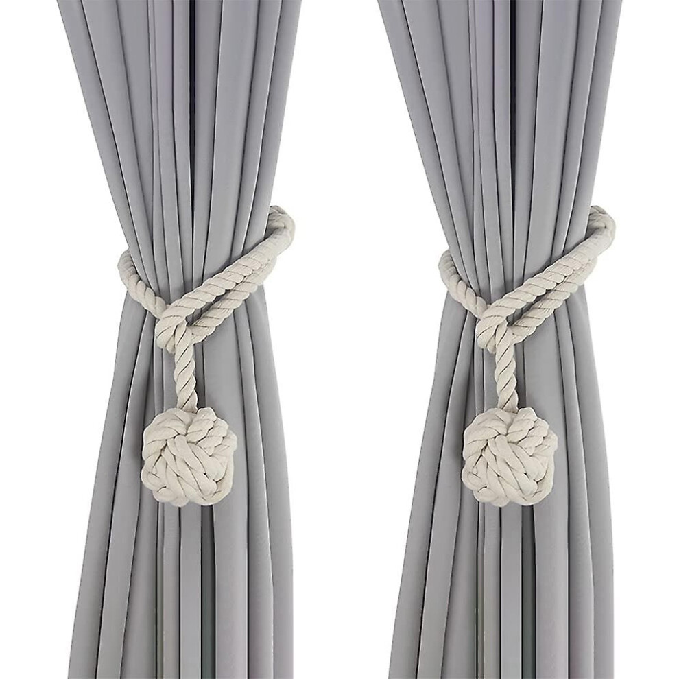 (As show, One size) Beige Curtain Tieback64cm, 2 Pieces Curtain Tiebacks, Hand Knitted Curtain Tiebacks, Curtain Rope Tieback, Curtains Buckle Decorat