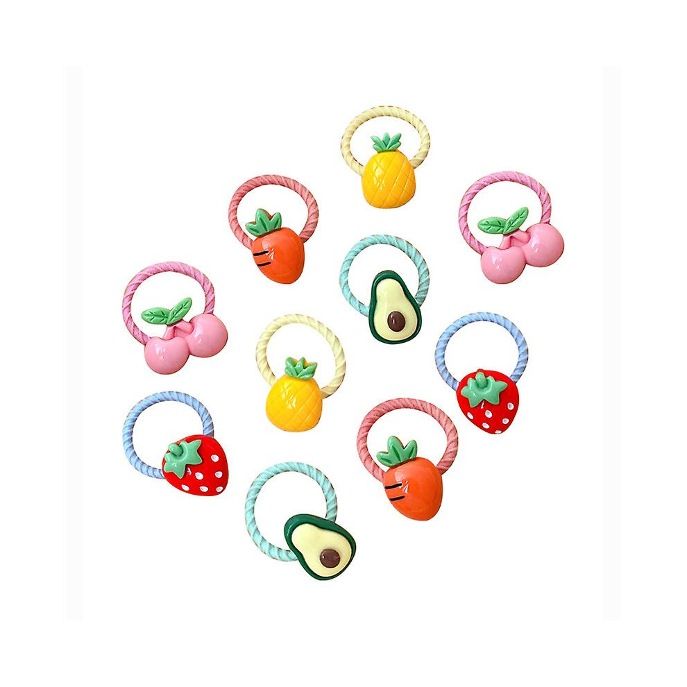 (As show, One size) 10 Pieces Cartoon Hair Clips And Elastic Hair Ties Animal Metal Barrettes Girls Hair Bow Elastic Hair Ties For Baby Kids