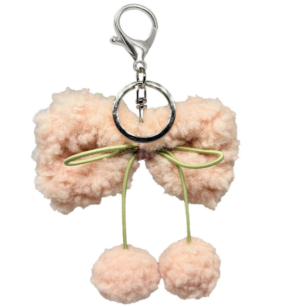 (Pink, One Size) Chic Keyrings With Plush Bowknot Pendant Plush Bowknot Keyrings Charm Creative Bowknot Pendant Keychain Bag Decoration Pink 7683012608827