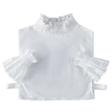 (As show, One size) Shirt Sweater White Color False Collar Flared Wrist Cuffs Adjustable Decorative Sleeves Woman DIY Clothing Accessory White