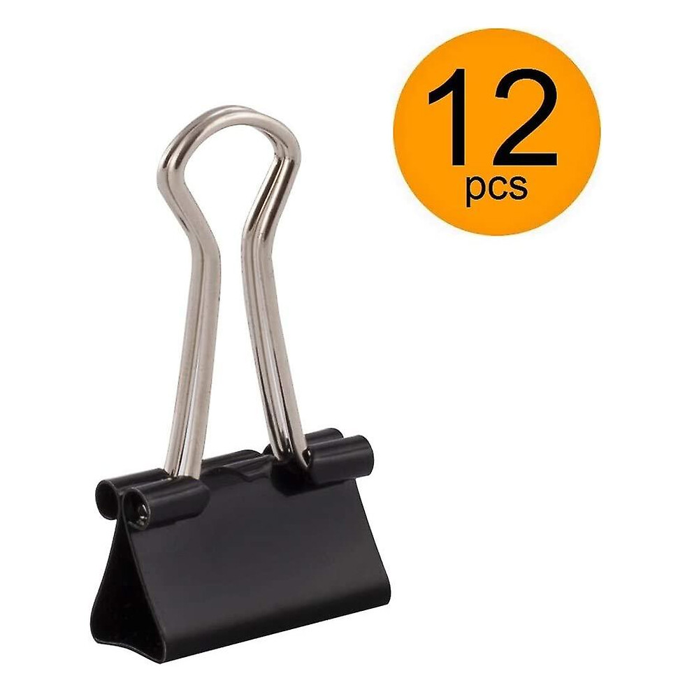 (As show, One size) Black 12 Pack Document Clips 25mm Multi-function Paper Clips Box - Binder Metal Paper Clips Drawing Clip For Note Letter Paper Clip Office Supplies