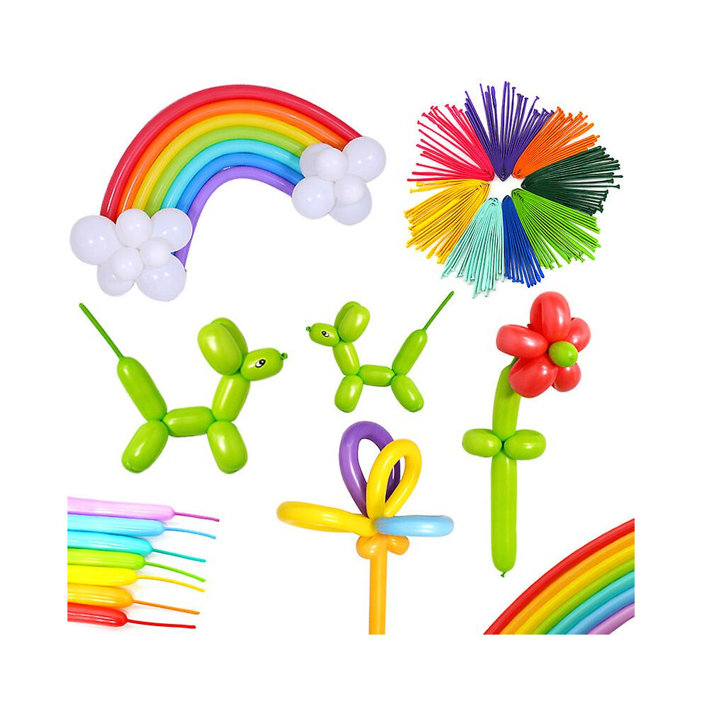 (As show, One size) 200pcs Long Animal Balloons With Pump, Pastel Color Magic Latex Twist Balloons For Kids Party Birthday Clown Decoration