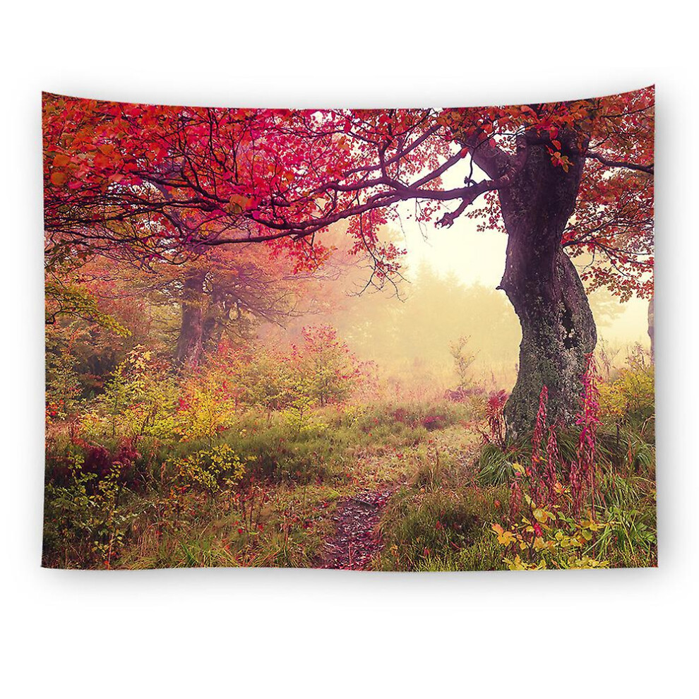(As show, One size) Forest Tree 150x130cm Wall Tapestry Oil Painting Decorative Fabric Printed Forest Tapestry Bedroom Living Room Dorm