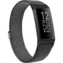(As show, One size) Black Strap Compatible Fitbit Charge 4 / Fitbit Charge 3 / Charge 3 Se, Stainless Steel Adjustable Strap, Replacement Band For Fitbit Charge 4 / Charg