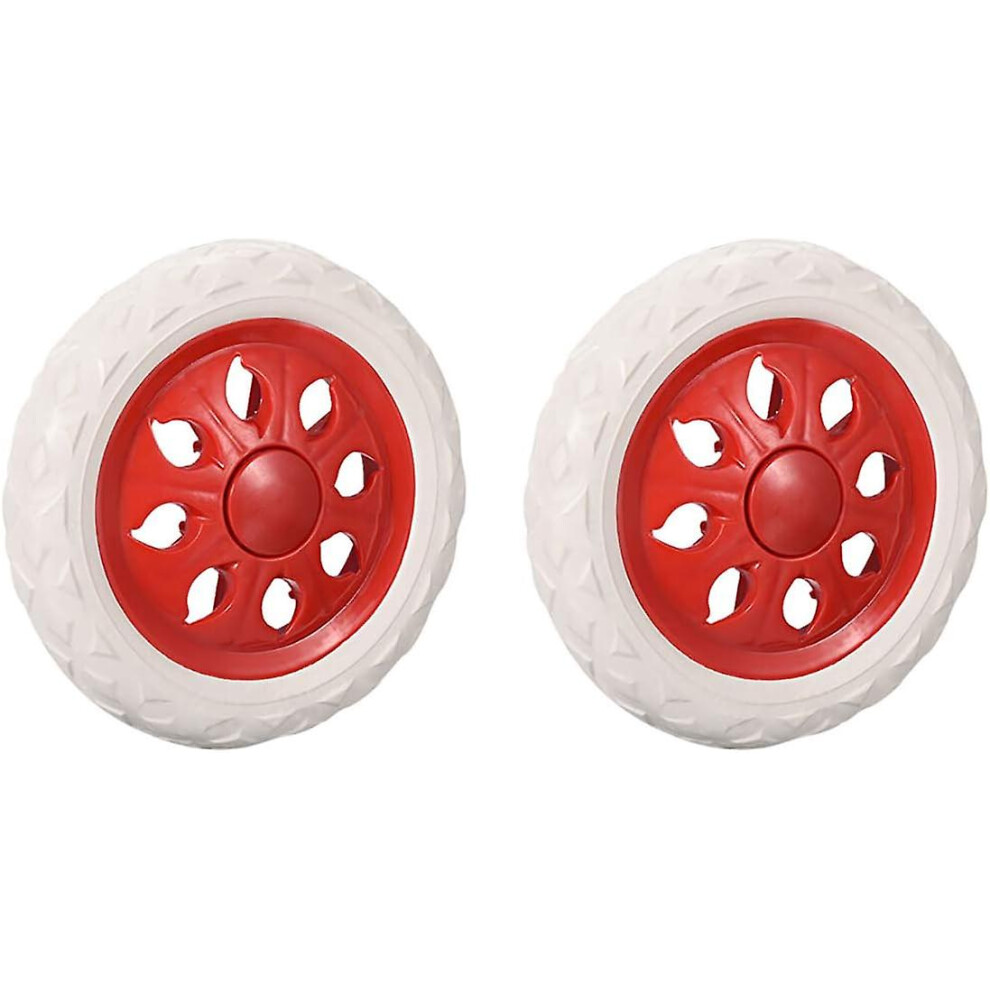 (As show, One size) Set Of 2 Plastic Trolley Wheels With Red Foam Core
