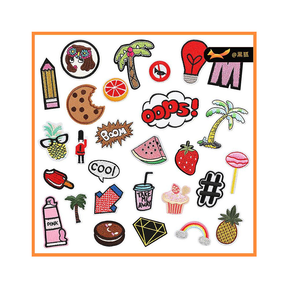 (As show, One size) Iron-on Patch For Kids And Girls, Patches Set (28 Pieces), Sew-on Patch For Jeans/jacket/hat/backpack And Other Clothes