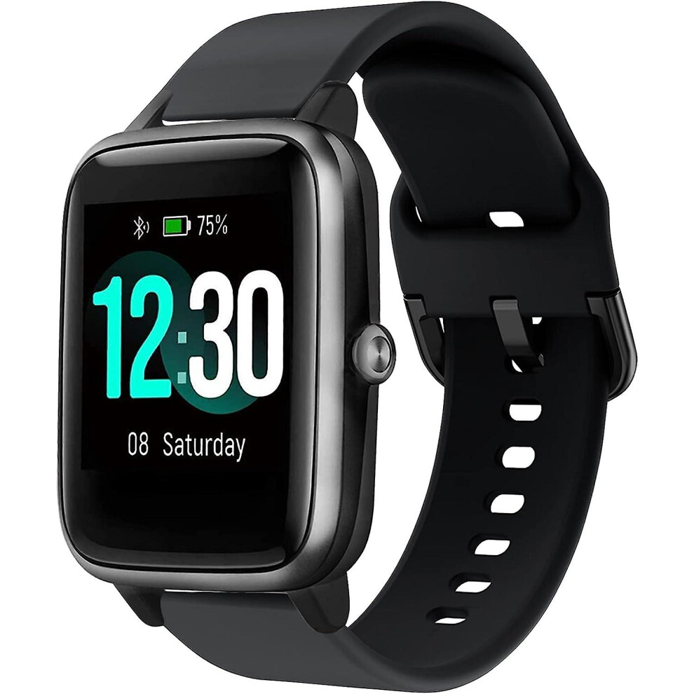(As Show, One Size) Silicone Strap For Xiaomi Haylou Ls01 Silicone Smart Watch Id205l Ip68 Silicone Strap 19Mm Black