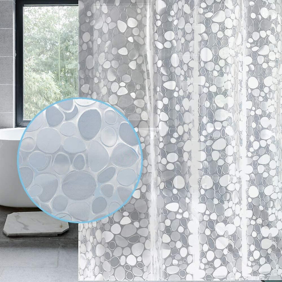 (As show, One size) 180x180cm Crystal Stone Shower Curtain Peva Waterproof And Mildewproof Semi-sheer Bathroom Curtain With Curtain Hooks