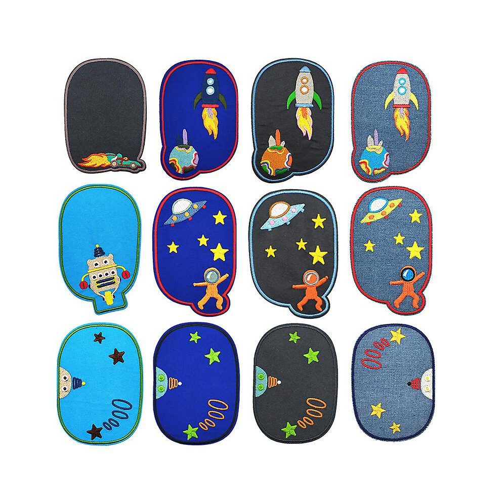 (As show, One size) 12pcs Iron-on Patch, Aerospace Patch, Embroidery Iron-on Patch, Iron-on Patch Or Sew-on Patch, For Jeans, Jackets, Clothes, Handbag, Shoe