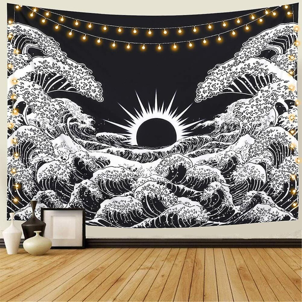 (150x230cm, One size) Mandala Tapestry  Large Wave Tapestry Sunset Ocean Tapestry Black And White Tapestry Living Room Bedroom Tapestry