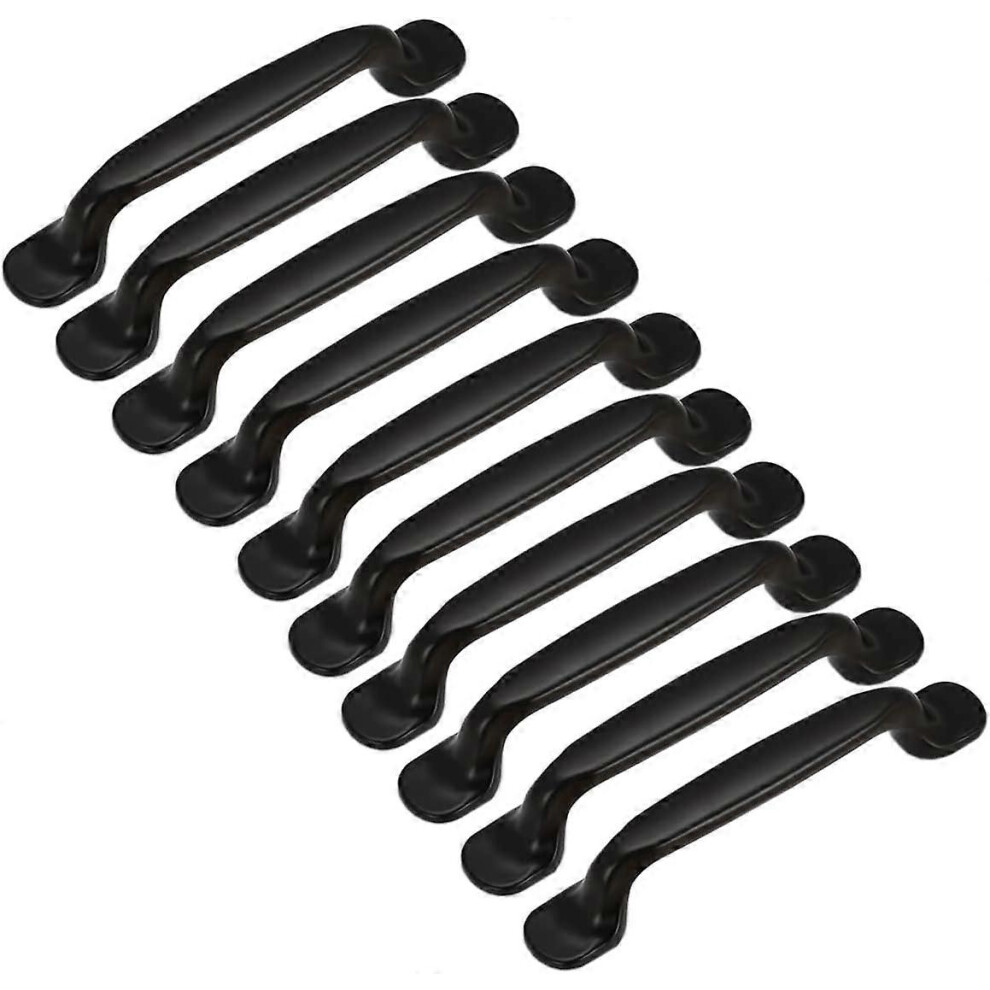 (As Show, One Size) 10X Kitchen Cabinet Door Handles Cupboard Drawer Bedroom Furniture Pull Center Distance 128Mm, Aluminum, With Screws Black