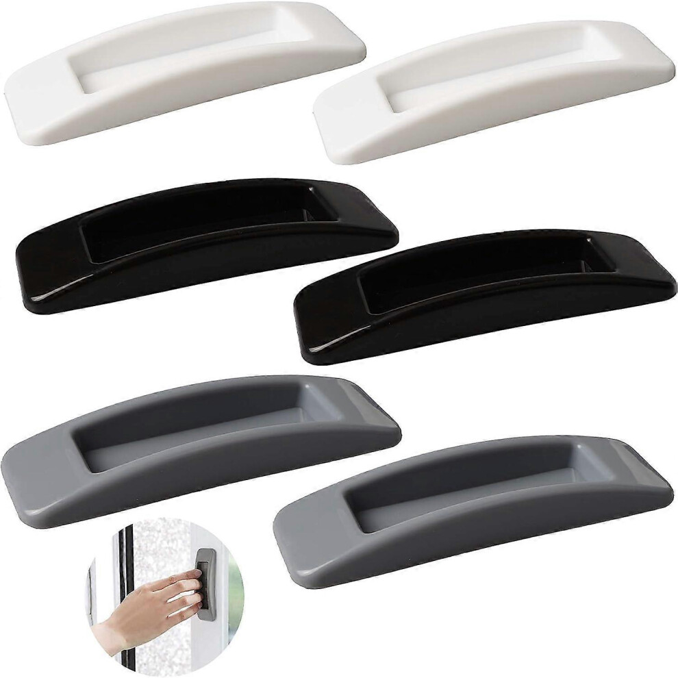 (As show, One size) Self-adhesive Door Handles, 6 Pack Instant Cupboard Window Handles with Convenient Opening Self-adhesive Sliding Door Handle Kitchen Auxiliary Handle