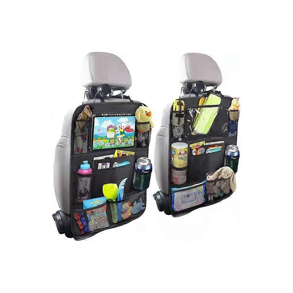 (As show, One size) 2Pcs Car Rear Seat Protector Kids Kick Mats, Waterproof Car Back Seat Protector, Transparent Tablet Holder Car Storage, Multi-Pockets
