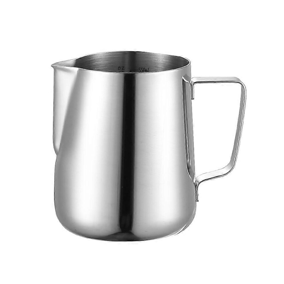 (As Show, One Size) 350Ml/600Ml/900Ml(12Oz/20Oz/32Oz) Stainless Steel Milk Pitcher Pot For Coffee Milk Frother Cappuccino And Latte ( 20Oz/600Ml Silver
