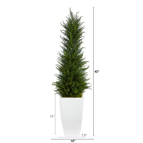 3.5 Cypress Artificial Tree in White Metal Planter UV Resistent (indend?rs/udend?rs) 2
