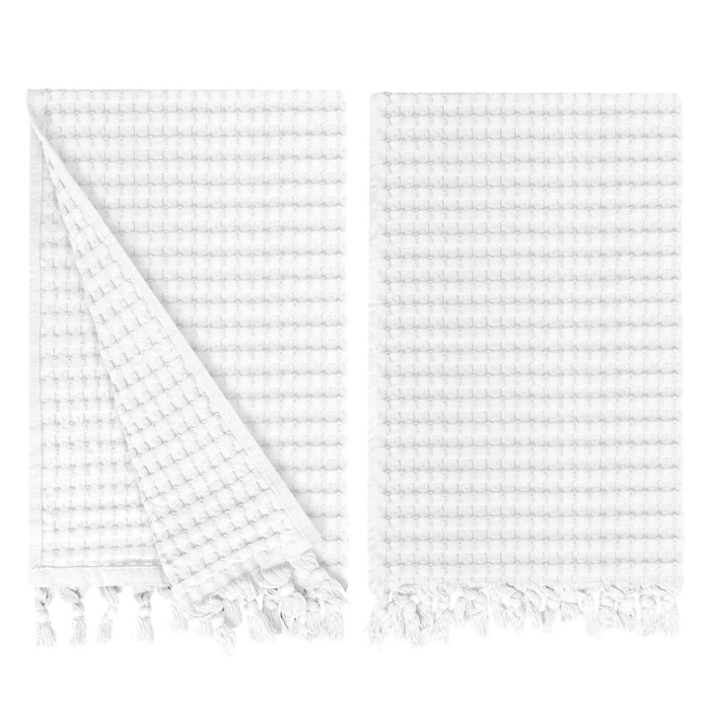 GILDEN TREE Decorative Waffle Hand Towels for Bathroom  20x35 Large  Quick Drying Fingertip Towel  2 Pack  Modern Style (White)-image-OPC-PH56F6K-NEW