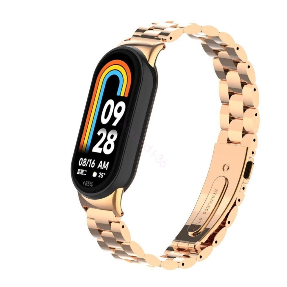 (Rosegold, For Xiaomi Mi Band 8) Stainless Strap For Xiaomi Mi Band 8 Bracelet Smart Watchband Band8 Miband 8 Hot 6963793826162