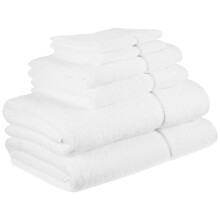 Vera Wang - Bath Towels Highly Absorbent & Super Soft Bathroom Essentials Oeko-Tex Certified (Modern Lux White 6-Piece)