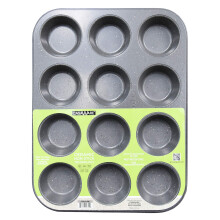 casaWare Muffinvorm met keramische coating en antiaanbaklaag, 12 kopjes (zilvergraniet)