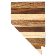 Totally Bamboo Rock & Branch Shiplap Series Nevada State-vormige houten snijplank en charcuterie serveerschaal inclusief ophangband voor wanddisplay