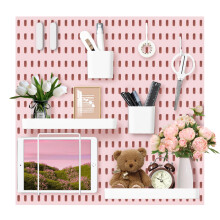 VUSIGN Pegboard Combination Wall Organizer Kit 4 Pieces Pegboards and 17 Accessories Modular Hanging Wall Mount Display Peg Board Panel Kits for Bed