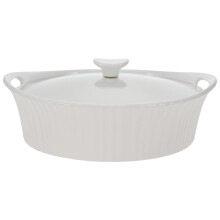 CorningWare Franse witte ovale braadpan van 2,5 liter met glazen deksel