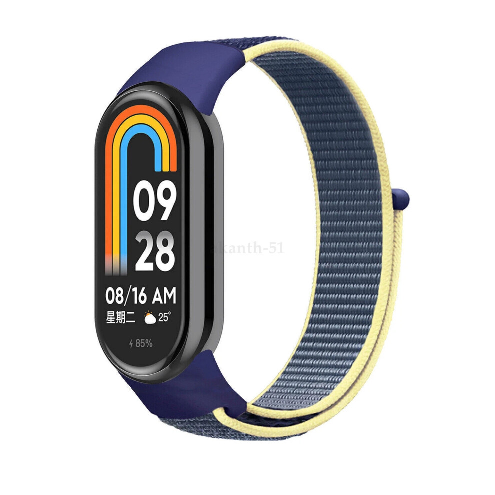 (Ice For Mi Band 8) Replacement Nylon Loop Strap For Xiaomi Band 8 Nfc Smart Bracelet Wristband New Blue 6963793826629