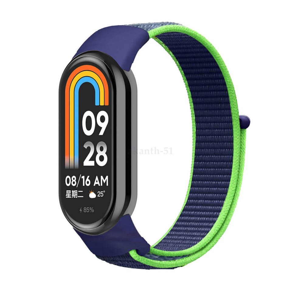 (Lime, For Mi Band 8) Replacement Nylon Loop Strap For Xiaomi Band 8 Nfc Smart Bracelet Wristband New 6963793826650
